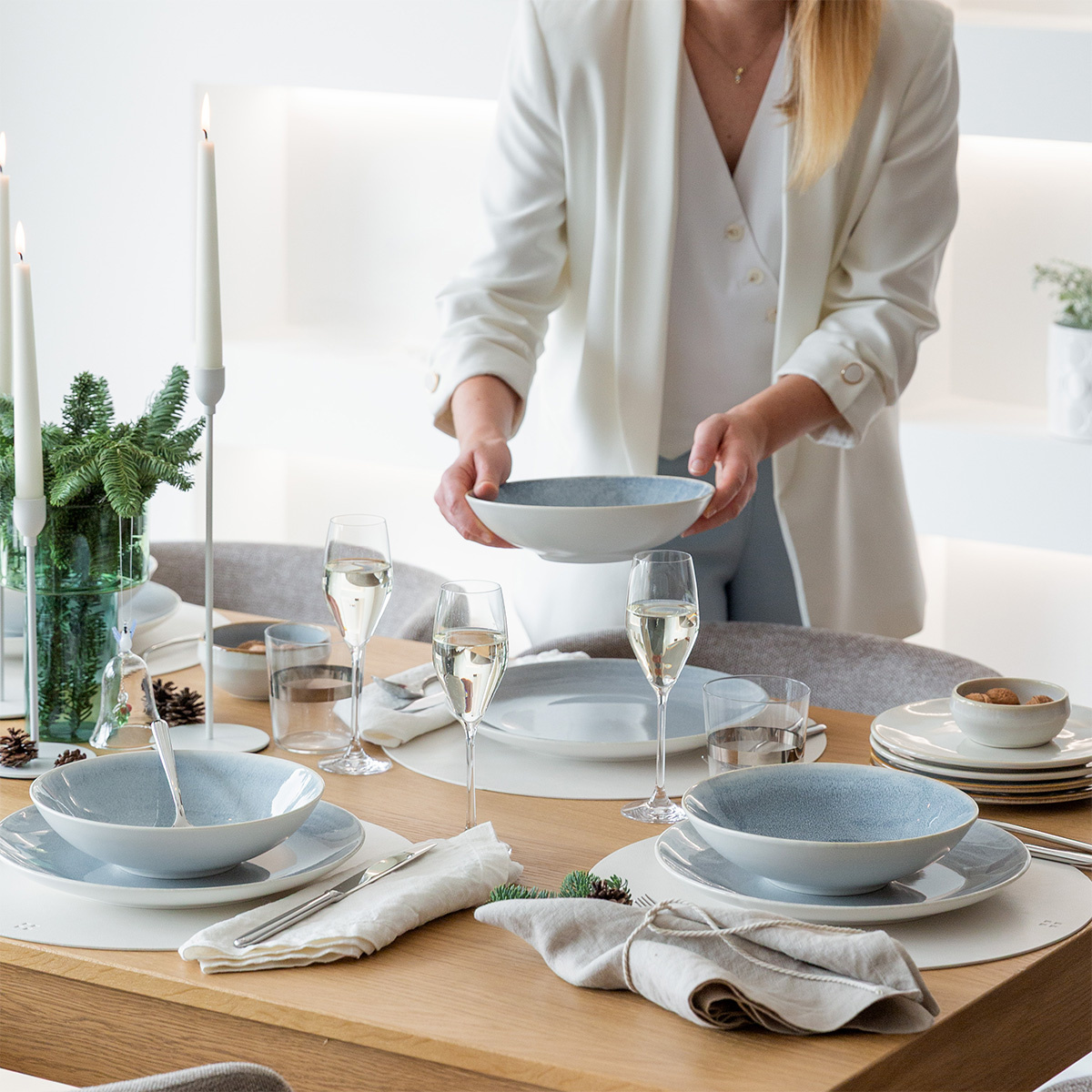 Service en porcelaine 12 pièces | Gaya Atelier Glacial Ice