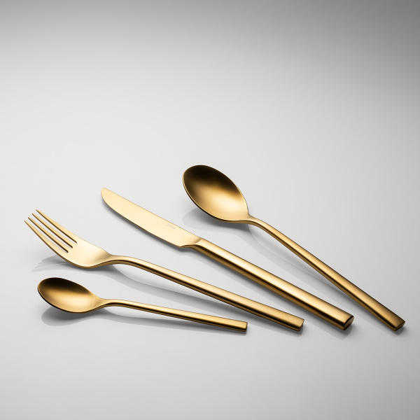 Set de couverts à dessert 24 pcs — Living gold washed