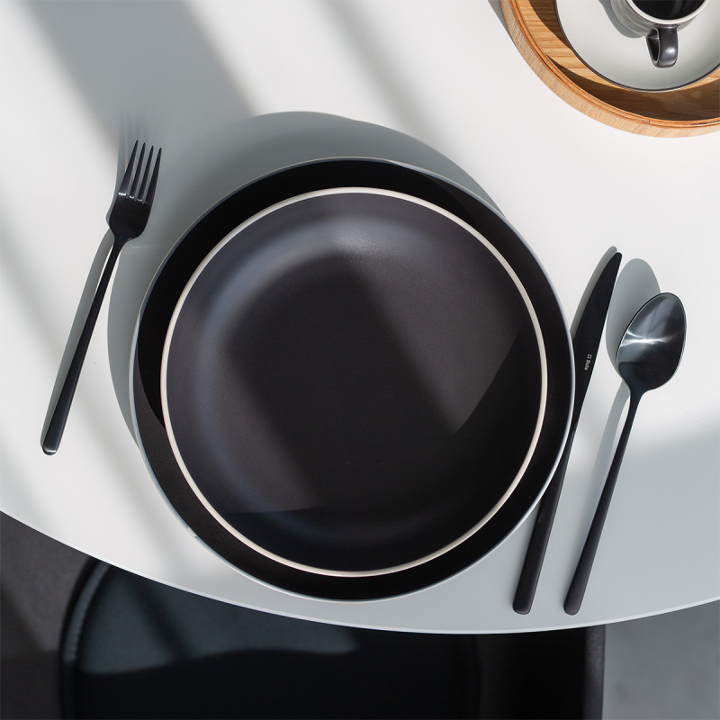 Assiette creuse 22,8 cm — Elements Yin & Yang black