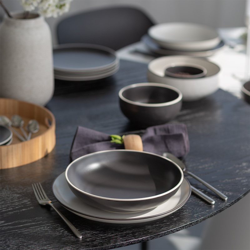 Assiette creuse 22,8 cm — Elements Yin & Yang black