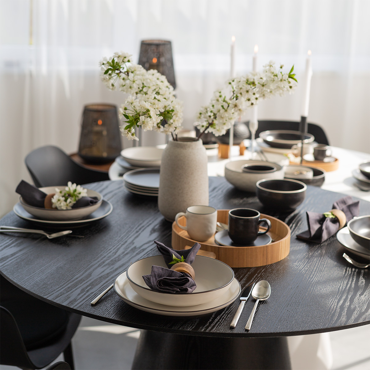 Set d’assiettes 12 pcs — Elements Yin & Yang white