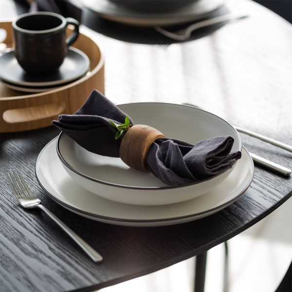 Assiette creuse 22,8 cm — Elements Yin & Yang white