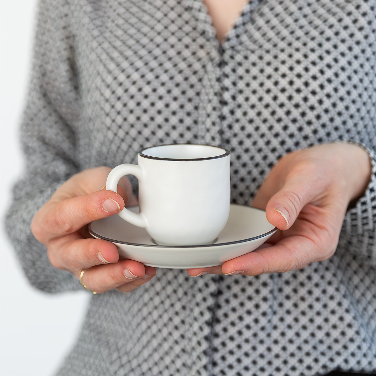 Soucoupe à moka 12,2 cm — Elements Yin & Yang white