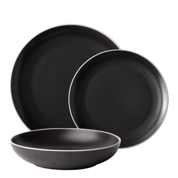 Service d'assiettes 18 pièces | Elements Yin & Yang black