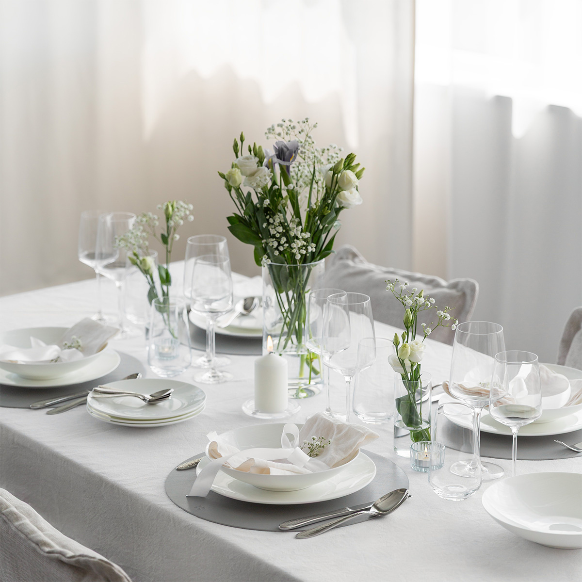 Set de vaisselle de démarrage 60 pièces | Premium Platinum silver