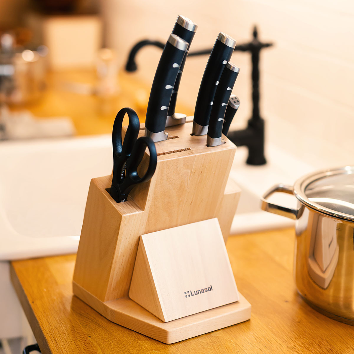 Bloc couteaux avec aiguiseur 7 pièces - Flow Kitchen
