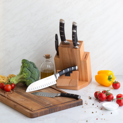 Bloc couteaux avec aiguiseur 7 pièces - Flow Kitchen