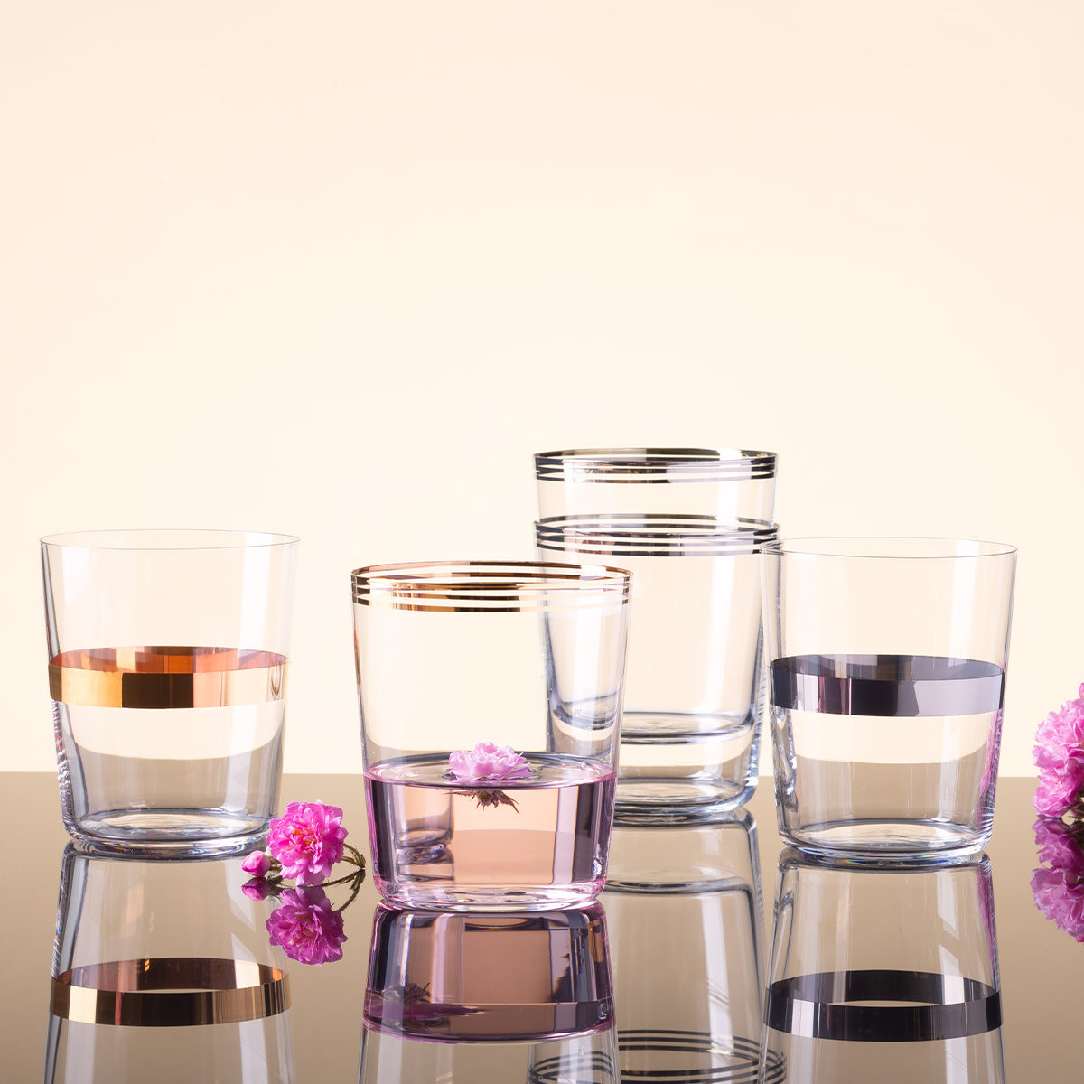 Tumbler 440 ml avec bande dorées Set - 21st Century Verre Lunasol