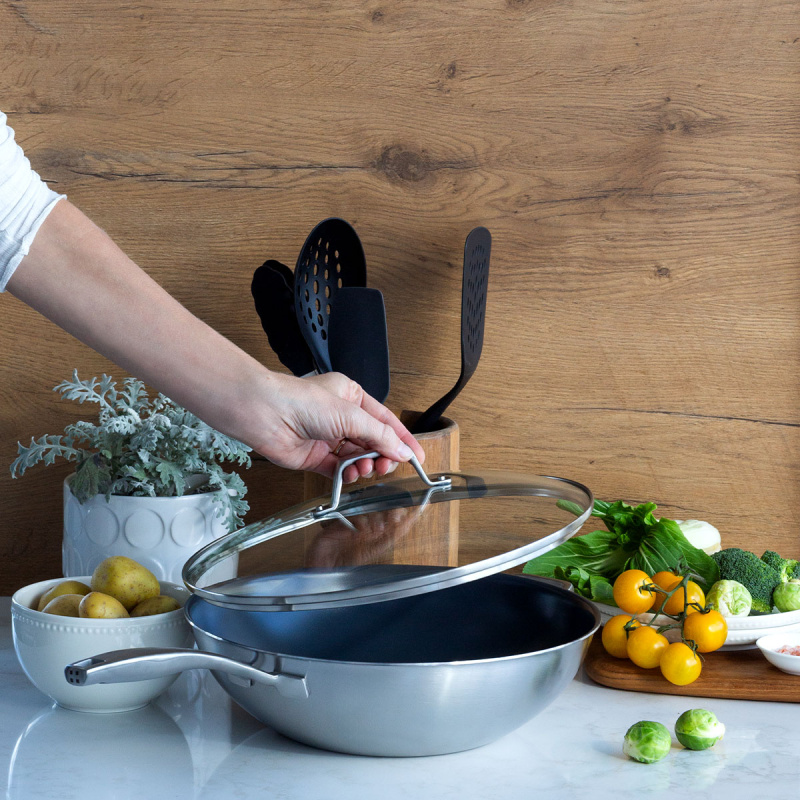 Wok avec couvercle en verre ø 30 cm | Sirius Terra