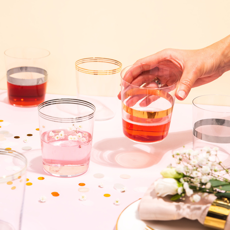 Verres Tumbler avec bande platine 440 ml lot de 6 - 21st Century Glas Lunasol META Glass