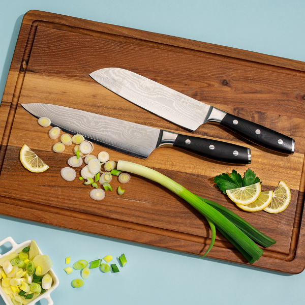Couteau de cuisine en acier damassé 20 cm - Platinum