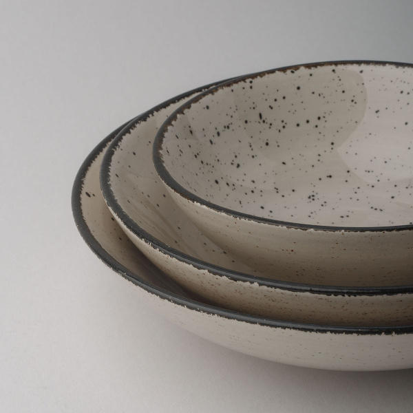 Service en porcelaine 16 pièces - Gaya Atelier gris moucheté