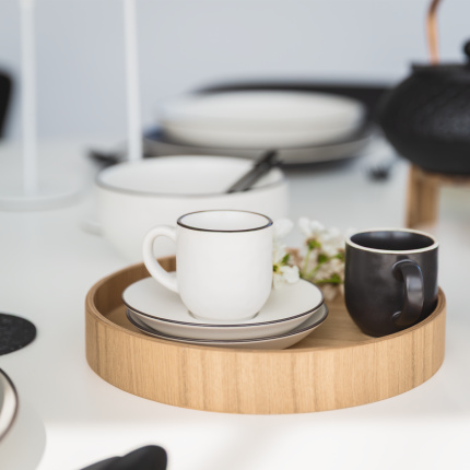 Plateau rond Ø 22 cm, H : 3.5 cm – Elements Wood frêne