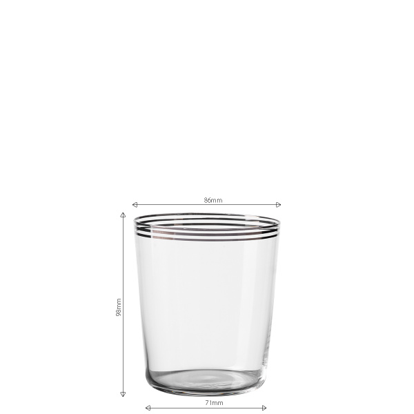 Verres Tumbler à trois rayures couleur platine 440 ml set de 6 - 21st Century Glas