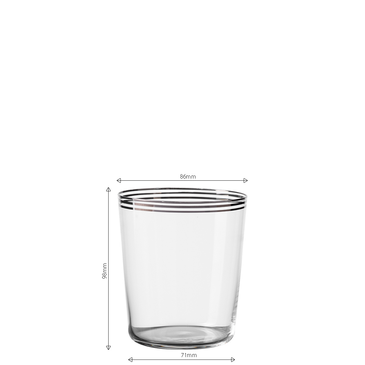 Verre Tumbler à trois bandes platine 440 ml - 21st Century Glas