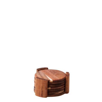 Set de 7 dessous de verre avec support ? 11,8 cm - FLOW Wooden