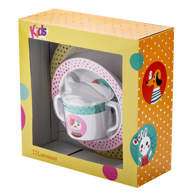 Set enfant en mélamine 3 pièces – Kids WORLD Animals