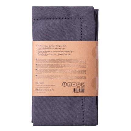 Serviettes en coton gris acier 45 x 45 cm 2 pcs – Basic Ambiente