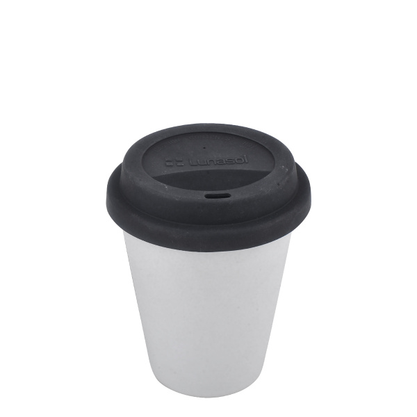 Mug blanc avec couvercle en silicone noir 2 dl - Traveller Lunasol