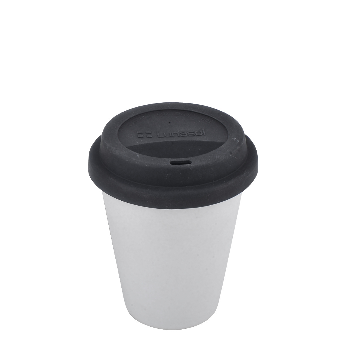 Mug blanc avec couvercle en silicone noir 2 dl - Traveller Lunasol