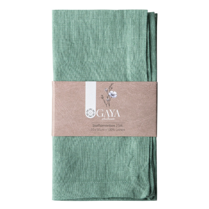 Serviettes en lin vert marin 50 x 50 cm 2 pcs - Gaya Ambiente