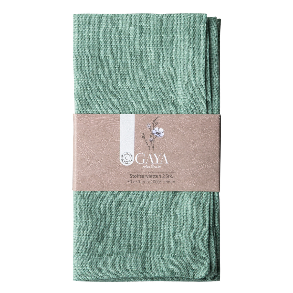 Serviettes en lin vert marin 50 x 50 cm 2 pcs - Gaya Ambiente