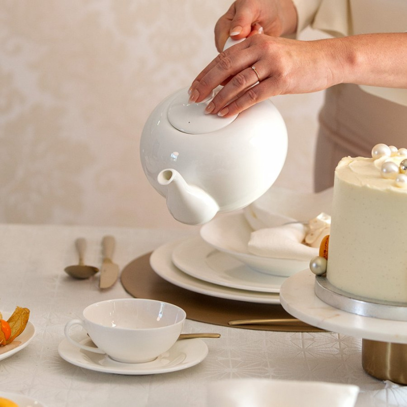 Théière blanche en porcelaine 1,2 l - Premium Platinum Line