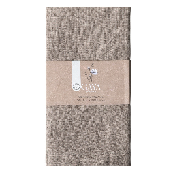Serviettes en lin ardoise 50 x 50 cm 2 pcs - Gaya Ambiente