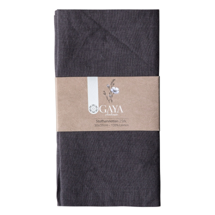 Serviettes en lin anthracite 50 x 50 cm 2 pcs - Gaya Ambiente