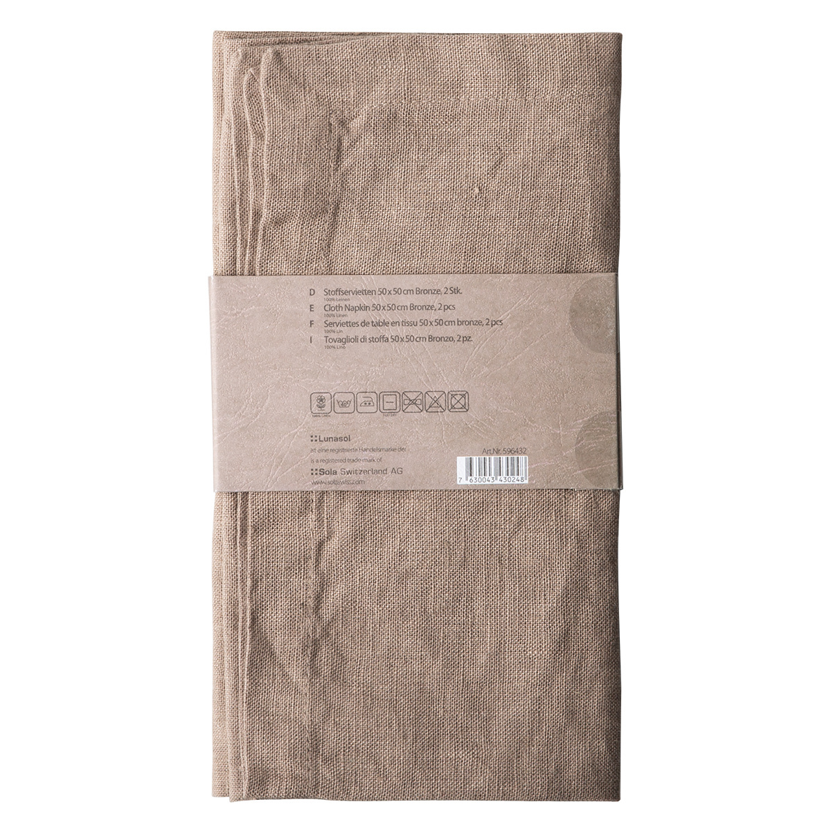 Serviettes en lin bronze 50 x 50 cm 2 pcs - Gaya Ambiente
