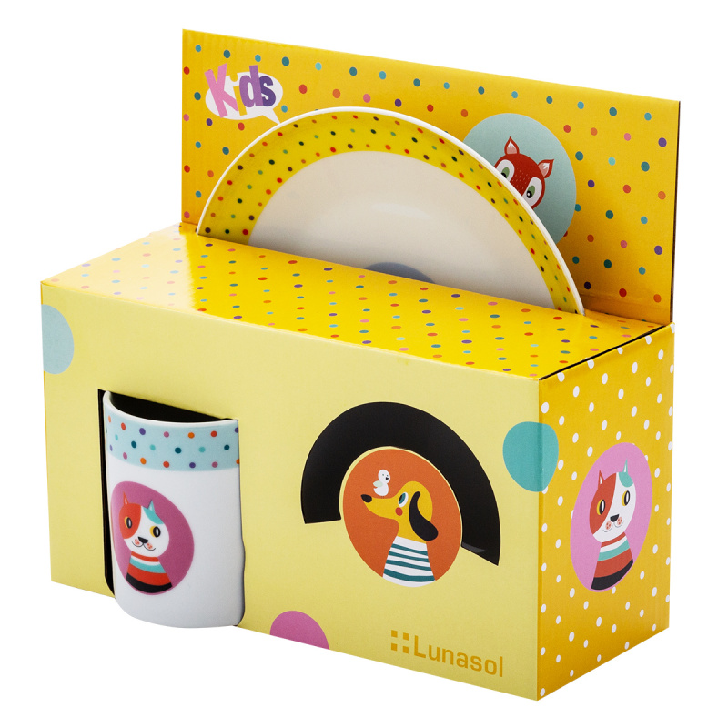 Set de vaisselle en porcelaine pour enfant 3 pièces – KIDS World Animals