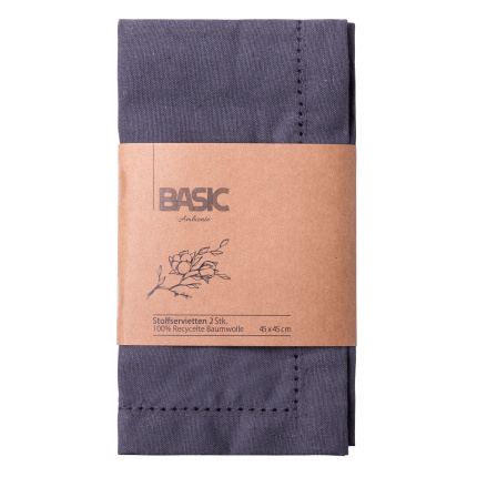 Serviettes en coton gris acier 45 x 45 cm 2 pcs – Basic Ambiente