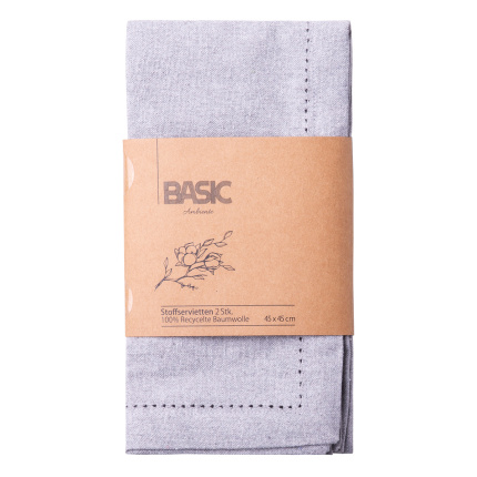 Serviettes en coton gris clair 45 x 45 cm 2 pcs – Basic Ambiente