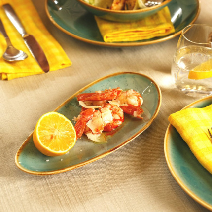Assiette ovale Sand turquoise 25 cm – Gaya