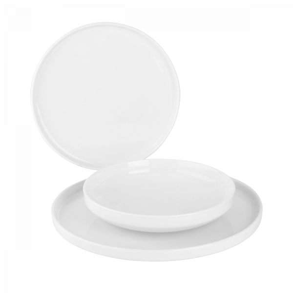 Set d'assiettes blanches U-Coupe 12 pcs — Flow Lunasol