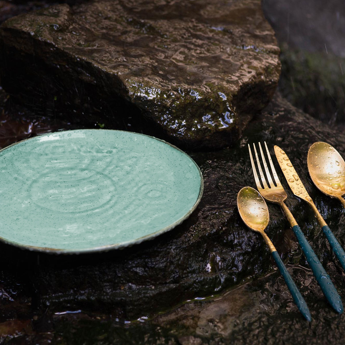 Assiette plate Sand turquoise 23 cm – Gaya