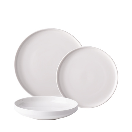 Set d'assiettes blanches U-Coupe 12 pcs — Flow Lunasol