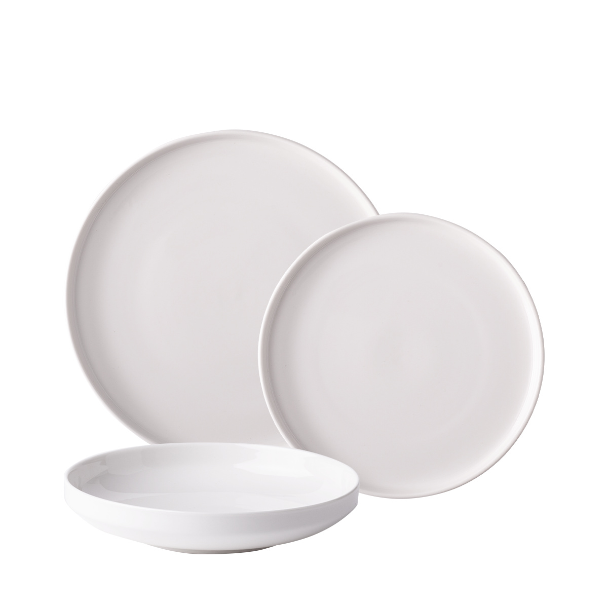 Set d'assiettes blanches U-Coupe 12 pcs — Flow Lunasol