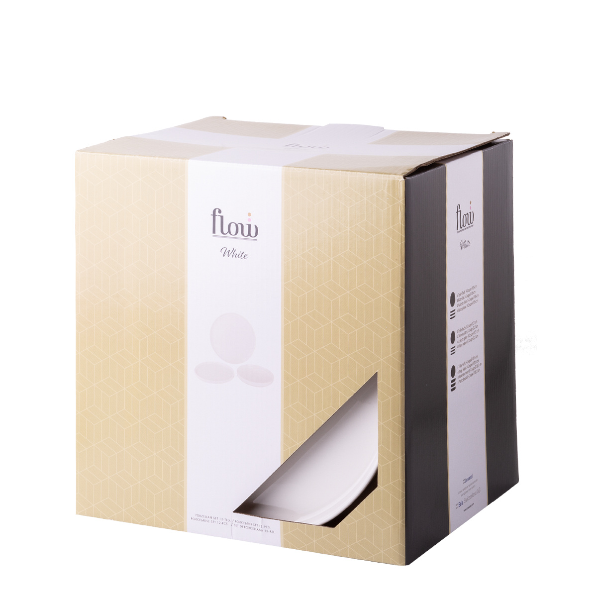 Set d'assiettes blanches U-Coupe 12 pcs — Flow Lunasol