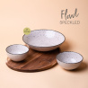 Set de 4 pièces Flowl Gaya Atelier light grey speckled + plateau Triangle Akazie