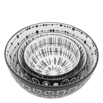 Set de bols à céréales 3 pcs - Basic Dots Black