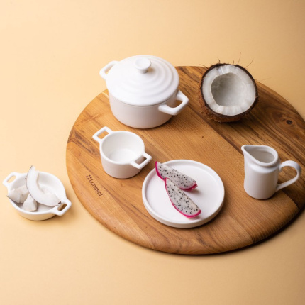 Bol ovale Flowl Atelier blanc avec anses 7,9 x 7 cm - Gaya