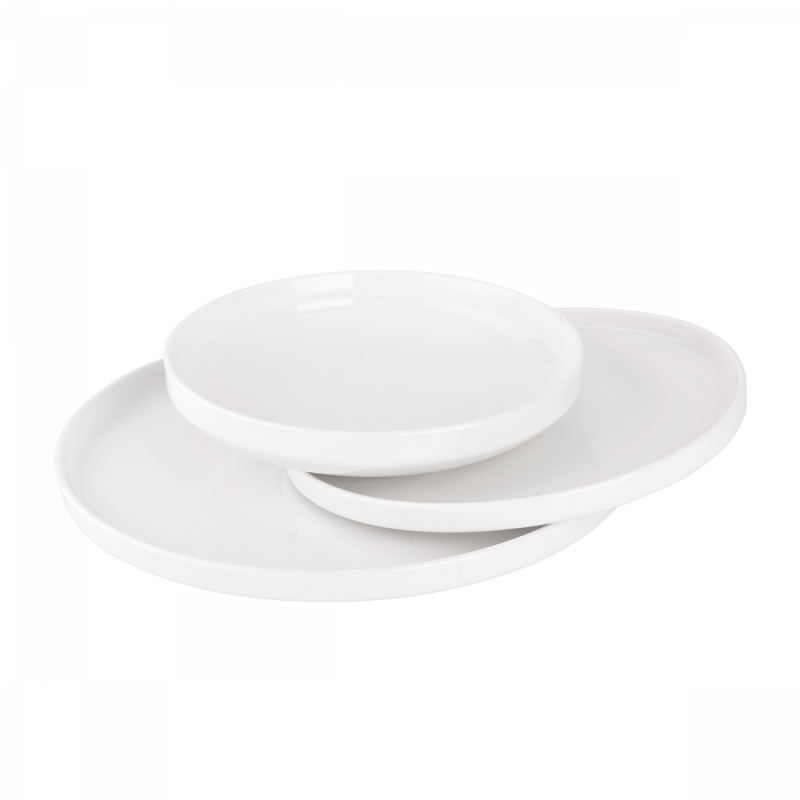 Set d'assiettes blanches U-Coupe 12 pcs — Flow Lunasol