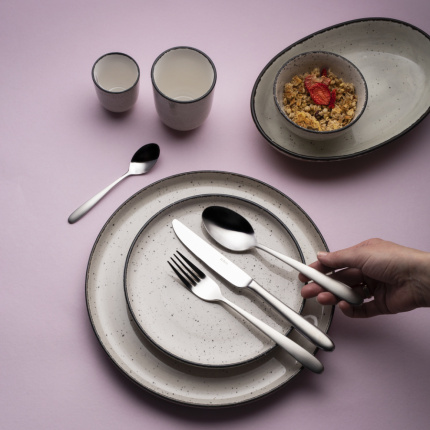 Service en porcelaine 8 pièces - Gaya Atelier gris moucheté