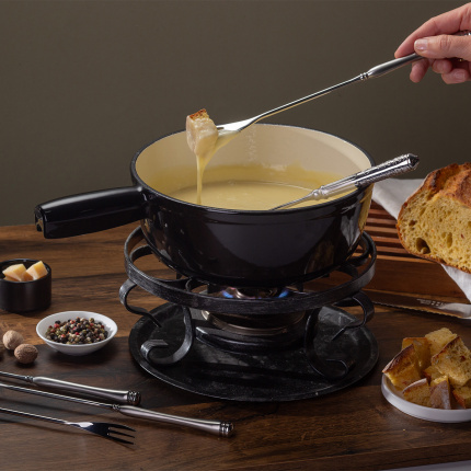 Caquelon à fondue en fonte émaillée noir ø 22 cm - Jupiter Lunasol