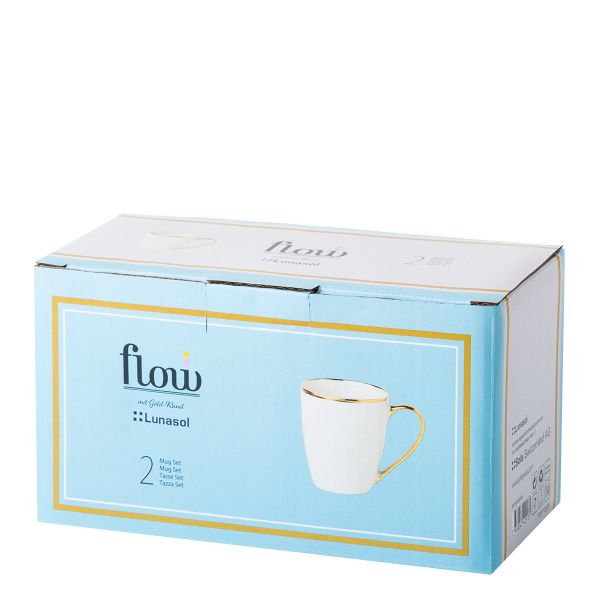 Mug 360ml, Set 2-tlg. - FLOW Lunasol avec bordure dorée