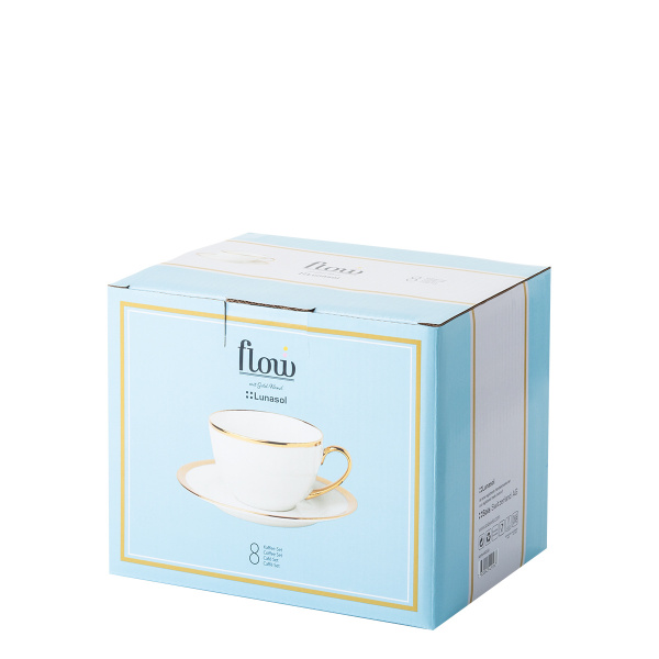 Ensemble de 8 tasses à café - FLOW Lunasol avec bordure dorée