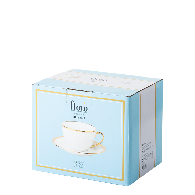 Ensemble de 8 tasses à café - FLOW Lunasol avec bordure dorée