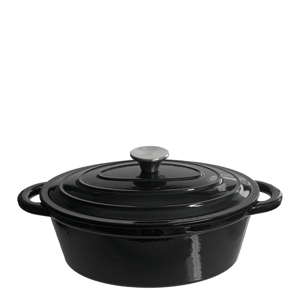 Cocotte / faitout en fonte noire ovale 28 x 20 cm - Basic Lunasol