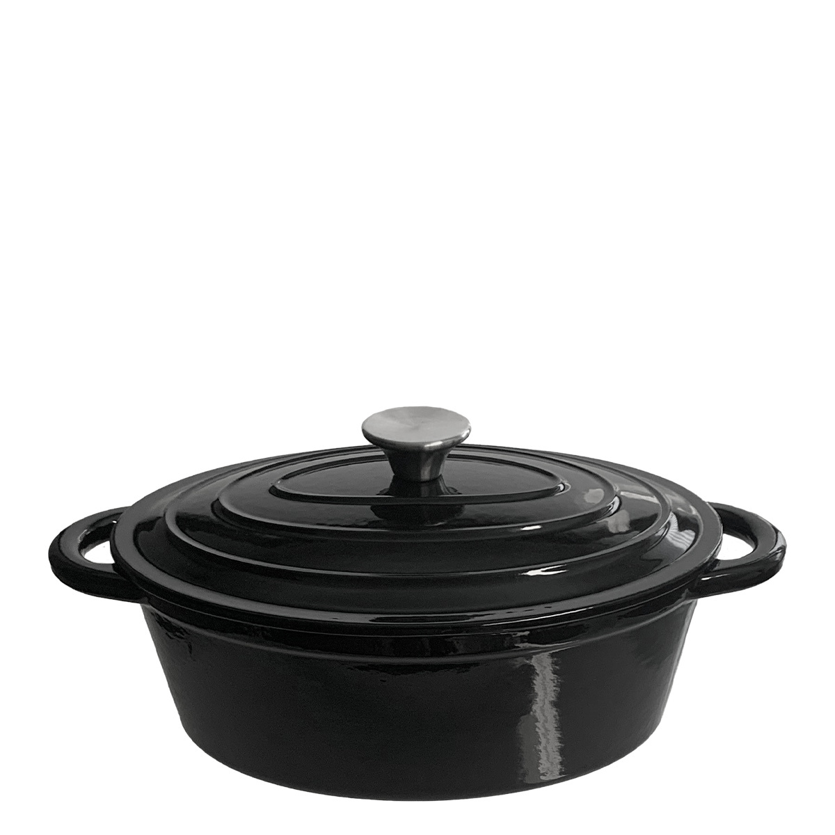 Cocotte / faitout en fonte noire ovale 28 x 20 cm - Basic Lunasol